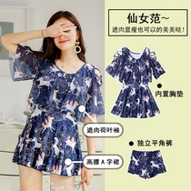 Swimsuit women cover the belly thin conservative one-piece skirt flat angle large size sexy hot spring bath suit 2021 new swimsuit