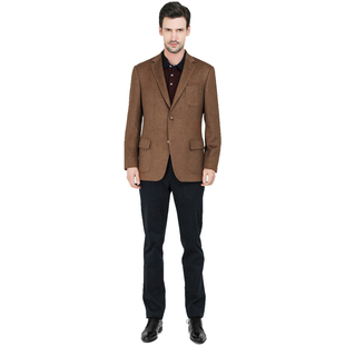 奥肯aoken男装2015新款休闲棕色羊毛单西6995