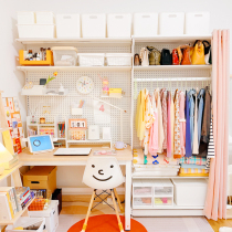 Hardware Girl Desk Bookshelves Combined Rental Room Simple Home Integrated Cloakroom Dongle Board Shelving Wardrobe