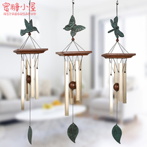 Qingyu butterfly Retro wind chimes Home decoration Metal pendant Square aluminum tube phonology clear creative holiday gifts