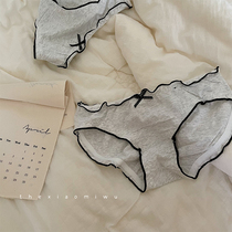 Korean style simple cotton girl underwear low waist solid color cute comfortable breathable lace bag hip student breifs