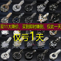 Love rhinestone mink fur mink fur button duckbill buckle Pair buckle Buckle Collar buckle Diamond buckle Coat buckle