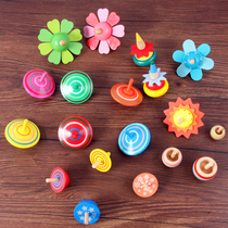 Traditional color rotating small gyro Wooden post-80s nostalgic toy childrens educational hand rotating gyro small gift