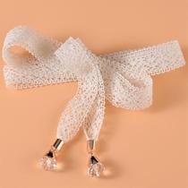 Woven apricot belt with skirt decoration waist fabric rice white retro light gray accessories shirt rope