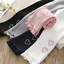 Joker New wear leggings 2019 girls Korean pants spring love wooden ear baby embroidery trousers