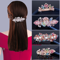Korean adult childrens rhinestone Pearl Spring clip cross clip hairclip headwear horsetail clip hairclip head jewelry