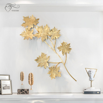 Simple living room wall decoration pendant light luxury restaurant porch Golden Maple Leaf three-dimensional metal wall decoration wall hanging