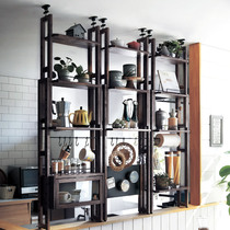 Partition cabinet Small apartment living room entrance screen integrated wine cabinet Simple modern double-sided household storage shelf solid wood