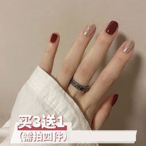 Wear nail patch finished 2020 new wedding bride detachable nail piece senior red short natural