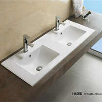 Thin-sided bathroom ceramic basin Double-sided basin 1 5 m length white glazed single double basin 150