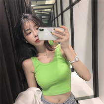 Vest womens net infrared wear slim slim I-shaped suspender Korean version of the summer short section exposed umbilical tie base shirt top