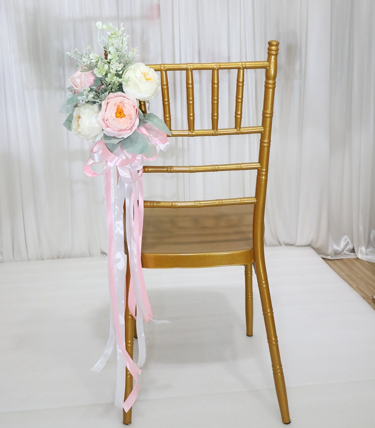 椅背花仿真花艺婚庆成品绢花庆典宴会教堂户外婚礼装饰摄影