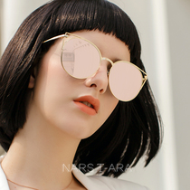 Pink Sunglasses Fashion Nets Red Personality Street Beats with Round Face Sunglasses Female Display Slim anti-UV glasses polarized