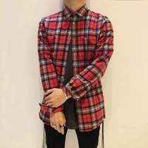 ROOLRREN 20SS luxury fashion sheepskin rope loose high street street stacked washed cotton plaid shirt jacket