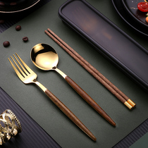 Primary school tableware special three pieces of chopsticks spoon fork high value portable girls lunch meal