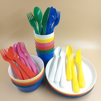 Ikea Karas childrens bowl saucer knife and fork spoon tableware plastic cutlery Bowl