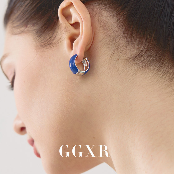 ggxr 스프링과 여름 블루 및 레드 오일 드롭 후프 이어링 귀 펑크 이어 클립 ggxr 스프링과 여름 블루 및 레드 오일 드롭 후프 이어링 귀 펑크 이어 클립