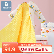 babu bean card kids mushroom sleeping bag winter thick padded cotton soybean fleece anti-kick baby belly protection comfort pajamas