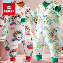 autumn winter padded sleeping bag cotton split legs childrens anti-kick baby pure cotton gauze long sleeve sleepwear