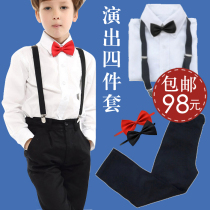 Boy cotton black trousers trousers plus white shirt childrens watch flower girl host student school uniform set