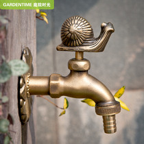 Outdoor faucet Wall water outlet courtyard all copper single cold villa garden antifreeze sunscreen mop washing machine snail