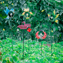 European style retro tin bird windmill wind vane measuring rain device garden terrace flower mirror lawn decoration