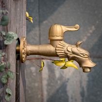 Extended padded brass dragon faucet into wall balcony garden outdoor watering antifreeze sunscreen mop