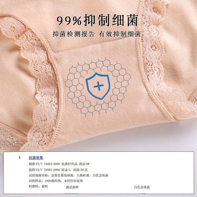 Little Ms. Underpants Women's Cotton 100% Cotton Crotch Antibacterial Large Size Mid-Race Lace Seamless Breathable Briefs Little Ms. Underpants Women's Cotton 100% Cotton Crotch Antibacterial Large Size Mid-Race Lace Seamless Breathable Briefs