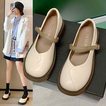 Retro Mary Jane shoes French thick-soled shoes 2022 autumn new flat-bottomed womens shoes with shallow mouth jk shoes