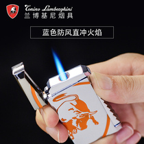 Lamborghini lighter direct wind - proof blue flame TTR 017 personality flip side press portable high - end mens gift