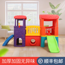 Children's sliding ladder in a large outdoor mall in a small kindergarten's small baby paradise in a castle child slide room