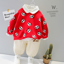 Female Baby Spring Autumn New Suit Girl Foreign Air Baby Boy Clothing Two Sets Children Autumn Clothes 2 Clothes 1-3 Years Old 4 4