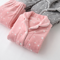 Autumn Winter Coral Suede Lovers Pyjamas Cute Lady Long Sleeves Thickened Warm Flannel Mens Home Suit Suit