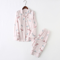 Japan Foreign Trade Day Series Spring Summer Full Cotton Cotton Cloth Pajamas Woman Long Sleeve Cute Korean Version of Parent-child Pure Cotton Home Suit Suit