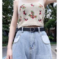 Round buckle with jeans thin belt female simple retro Joker belt female ins style student belt for men and women