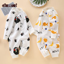 Baby jumpsuit thin spring and autumn female newborn clothes 3 Months 6 long sleeve male baby ha clothes summer comfort