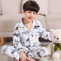 Childrens pajamas summer cotton long sleeve autumn boys pajamas boys thin home clothes set air conditioning winter
