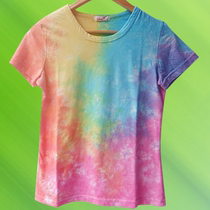 Colorful tie-dyed cotton short-sleeved T-shirt