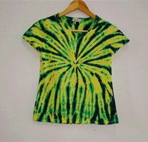 Tie-dyed T-shirt short-sleeved hippie skateboard Harajuku style parent-child outfit couple fireworks