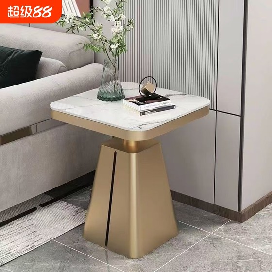 New light luxury rock slab sofa side coffee table simple modern living room square corner bedside table iron art New light luxury rock slab sofa side coffee table simple modern living room square corner bedside table iron art