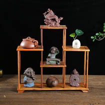 Huali solid wood ancient shelf home display cabinet retro Chinese desktop tea rack Dobao Pavilion small decoration rack