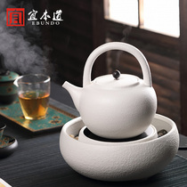 Refined coarse pottery teapot tea cooker tea cooker black tea Puer white tea heating ceramic kettle kung fu tea set