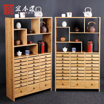 Bamboo Puer tea cake rack simple solid wood tea set accessories storage storage cabinet tea cabinet display rack