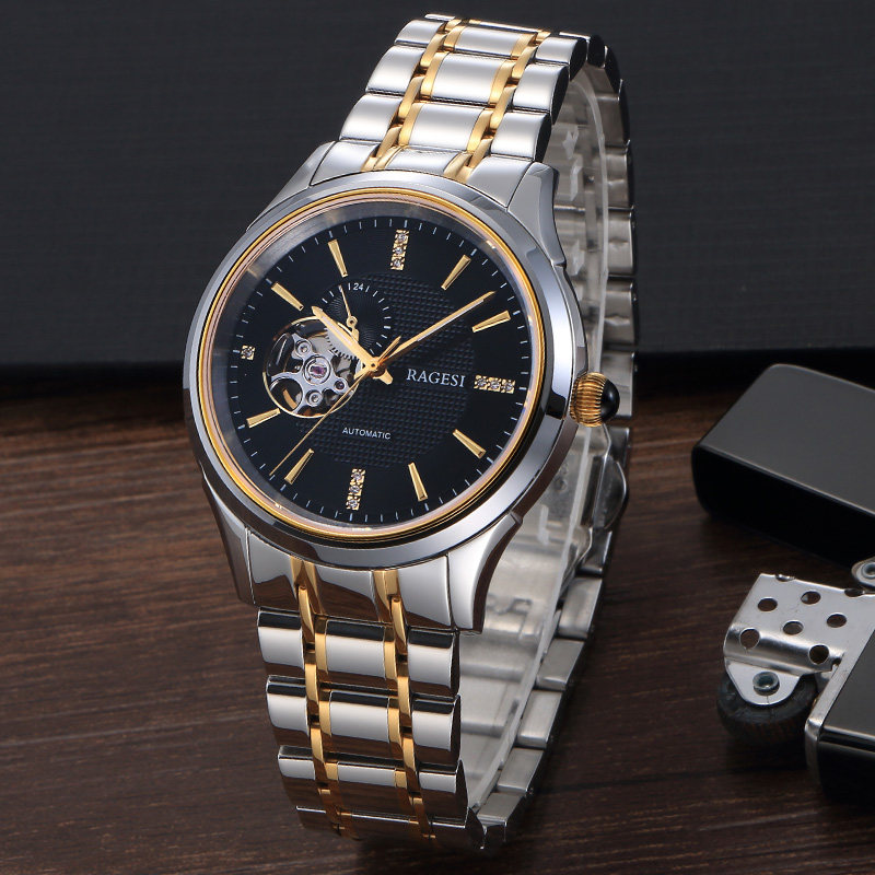雷格斯(ragesi)手表男士全自动机械表商务镂空时尚防水男表89001g_7折