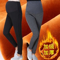 孕妇打底裤冬装加绒加厚大码托腹裤弹力保暖外穿孕妇裤子冬季长裤