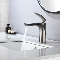 All copper hot and cold water faucet washbasin faucet bathroom cabinet lower basin faucet gun gray basin faucet