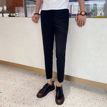 Nine-point pants Mens Korean slim-fit stretch pants mens straight casual pants summer trend nine-point suit pants