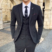 Suit three-piece suit male business casual groom wedding dress Korean formal slim two-button suit suit male