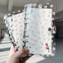 Korea ins wind small daisy a6 six-hole loose-leaf book small fresh girl heart simple transparent pvc color 6-hole clip