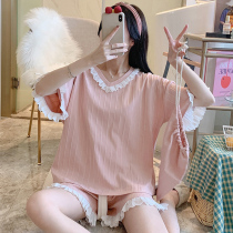 Sleepwear Women Spring Autumn Summer Pure Cotton Short Sleeves Net Red Bursting ins Wind 2021 New ladies Home Residence Suits